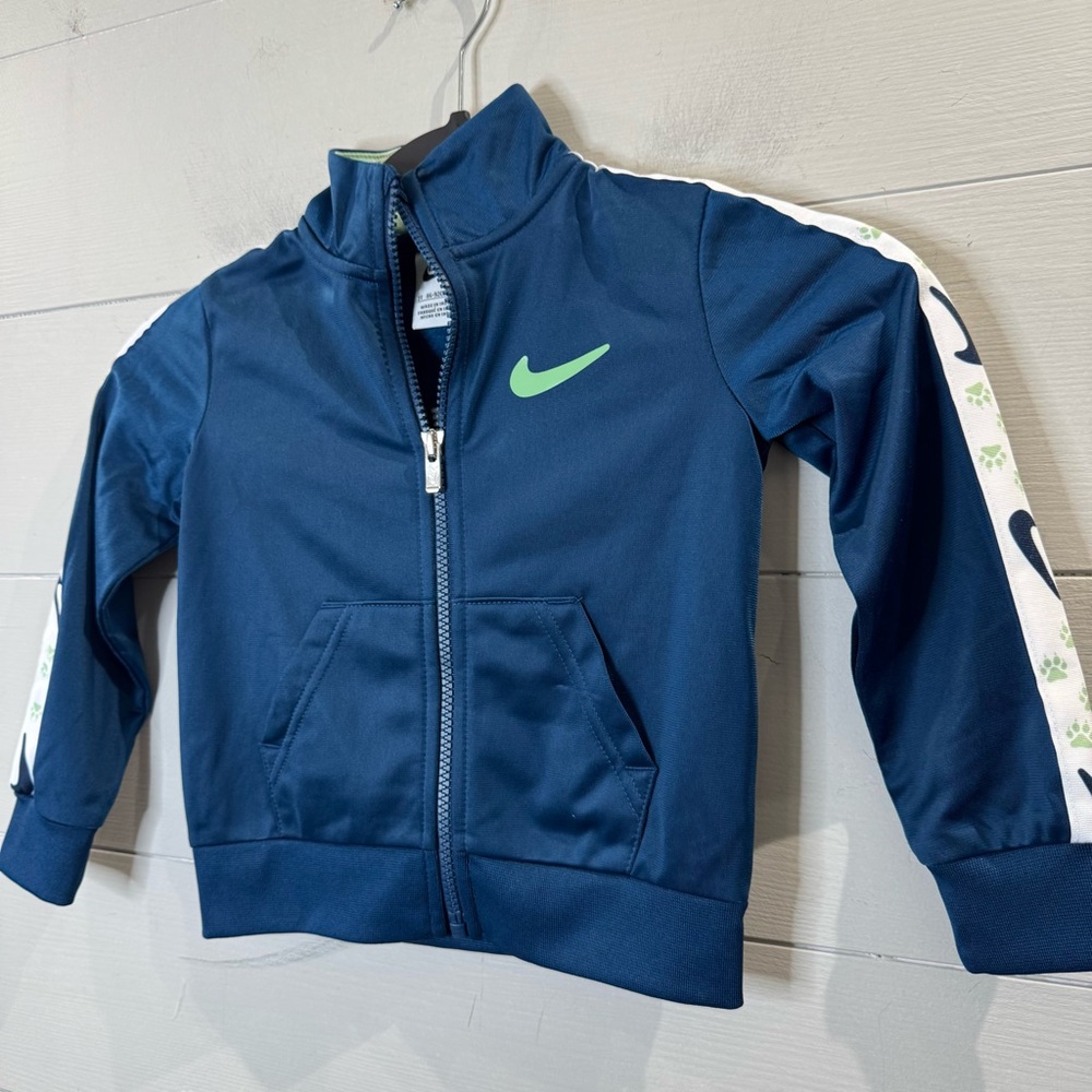 Nike Blue Track Jacket with Green Logo Size 2T - Picture 6 of 11